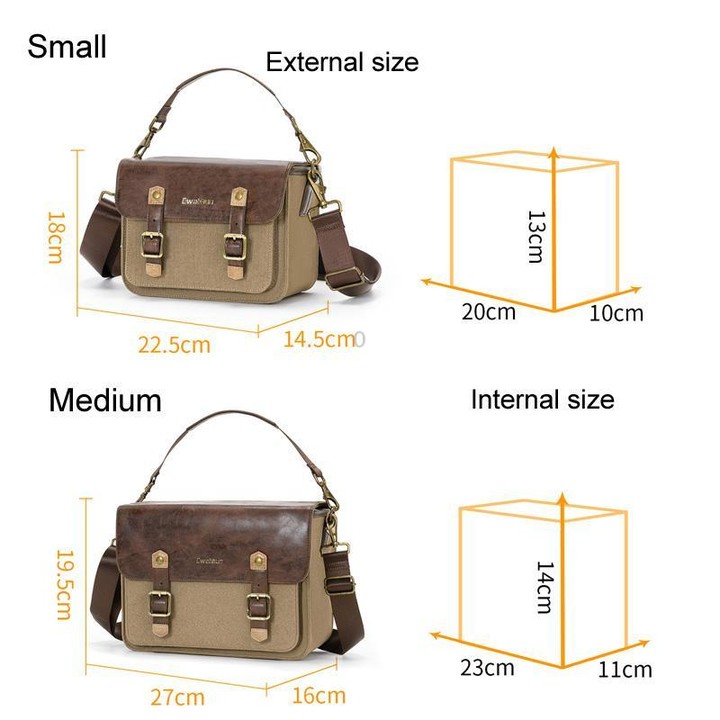 Cwatcun D181 Retro Single Shoulder Camera Bag Casual Mirrorless / DSLR Camera Canvas Bag, Color: Small Brown