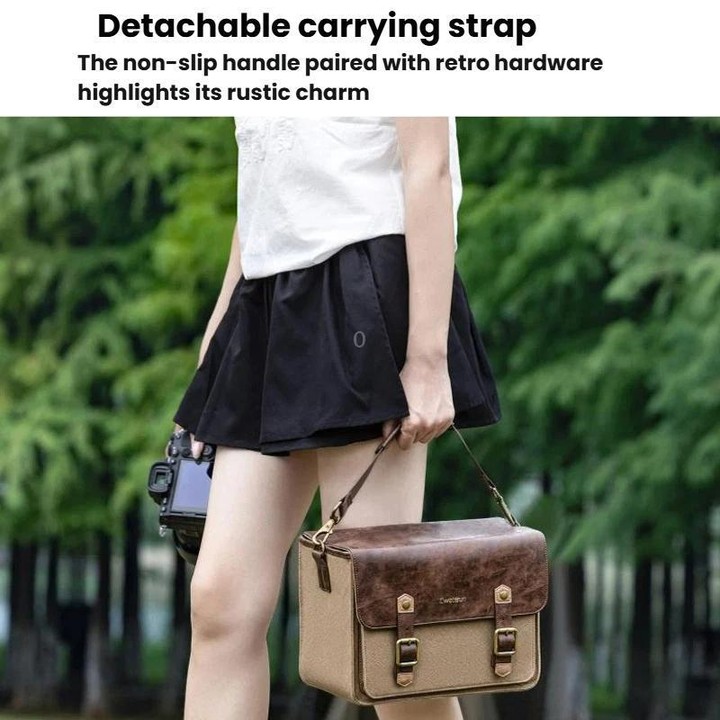 Cwatcun D181 Retro Single Shoulder Camera Bag Casual Mirrorless / DSLR Camera Canvas Bag, Color: Medium Brown