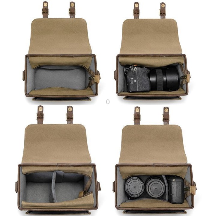 Cwatcun D181 Retro Single Shoulder Camera Bag Casual Mirrorless / DSLR Camera Canvas Bag, Color: Medium Brown