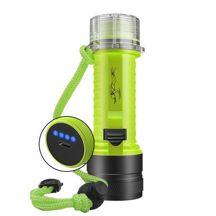 80m Waterproof Diving Flashlight Amphibious LED Light for Outdoor and Underwater Use Rechargeable Version