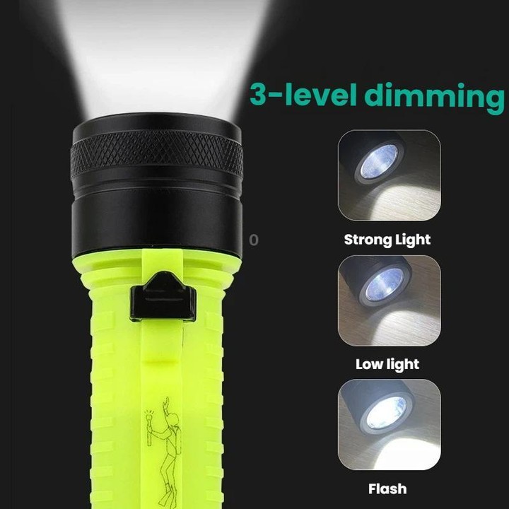 80m Waterproof Diving Flashlight Amphibious LED Light for Outdoor and Underwater Use External Battery Version