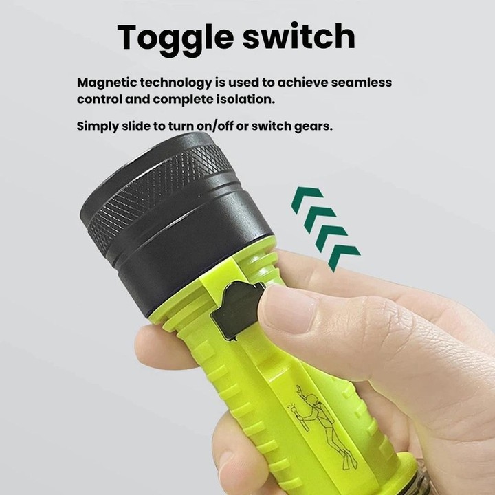 80m Waterproof Diving Flashlight Amphibious LED Light for Outdoor and Underwater Use External Battery Version