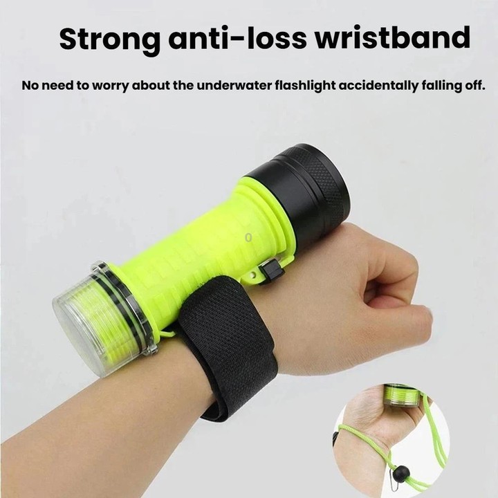 80m Waterproof Diving Flashlight Amphibious LED Light for Outdoor and Underwater Use External Battery Version