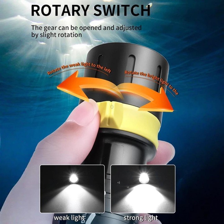 XHP70 LED IPX8 Waterproof High-Power Diving Flashlight Magnetic Control Switch Rechargeable Dive Light Built In 21700 Battery
