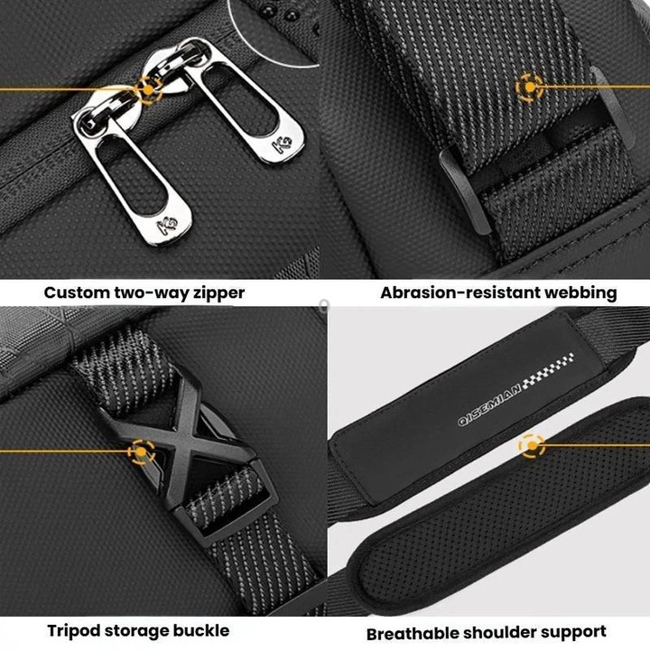 QISEMIAN Men Messenger Camera Bag Water-Resistant DSLR Photography Sling Bag With Removable Dividers & Tripod Mount(Green)