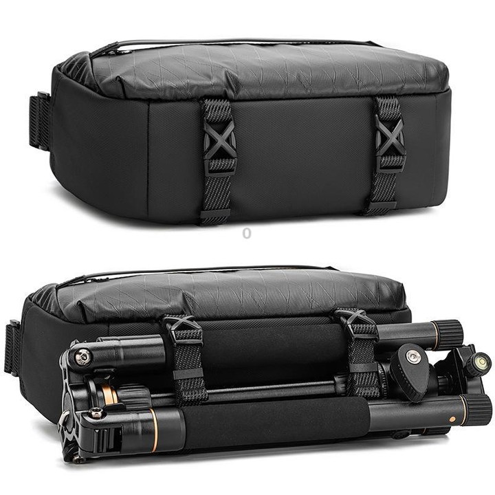 QISEMIAN Men Messenger Camera Bag Water-Resistant DSLR Photography Sling Bag With Removable Dividers & Tripod Mount(Gray)