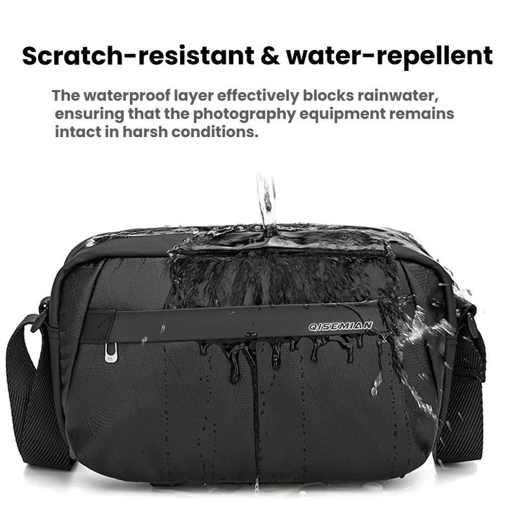 QISEMIAN Men Messenger Camera Bag Water-Resistant DSLR Photography Sling Bag With Removable Dividers & Tripod Mount(Gray)
