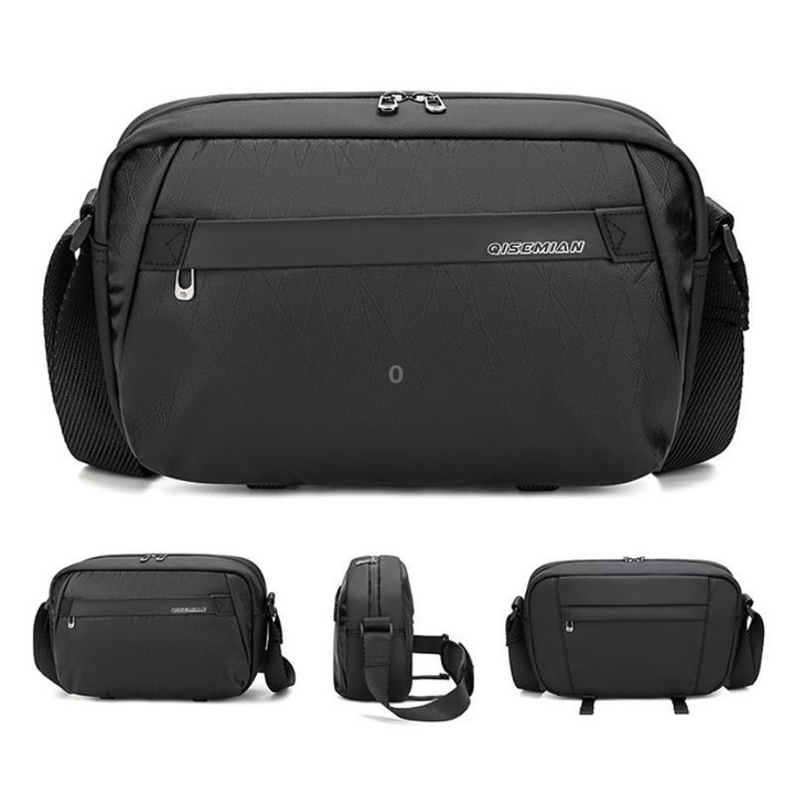 QISEMIAN Men Messenger Camera Bag Water-Resistant DSLR Photography Sling Bag With Removable Dividers & Tripod Mount(Gray)