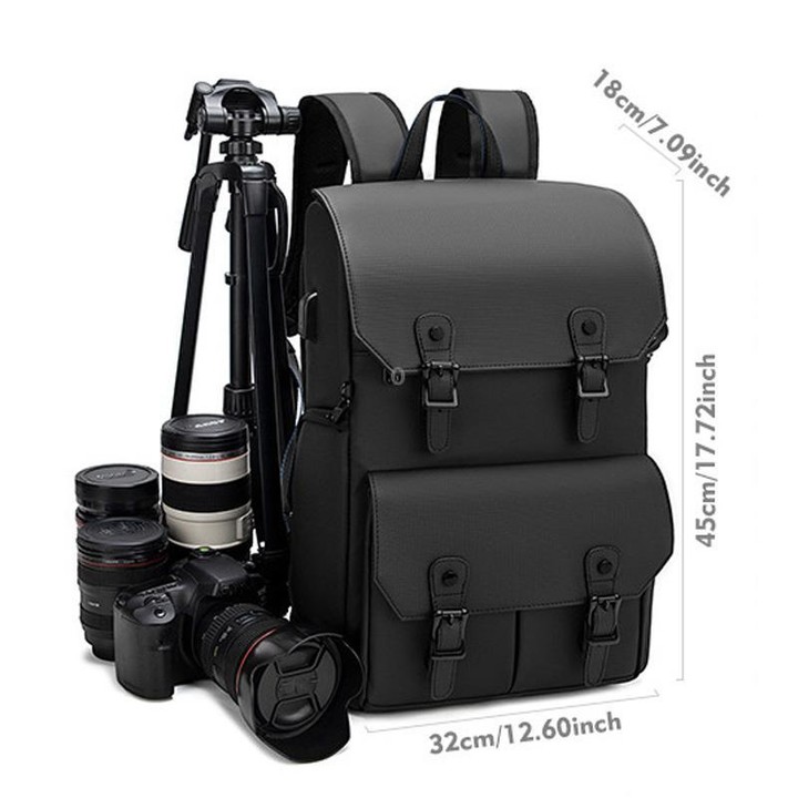AK818 Waterproof Anti-Theft Dual-Shoulder Camera Bag Large-Capacity Photography Backpack(Grey)