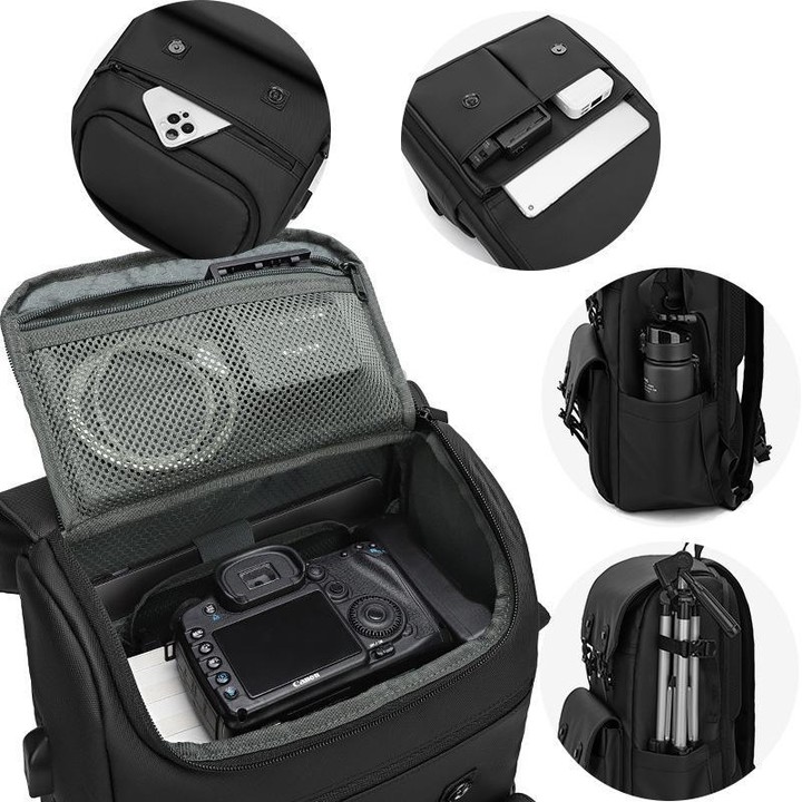 AK818 Waterproof Anti-Theft Dual-Shoulder Camera Bag Large-Capacity Photography Backpack(Green)