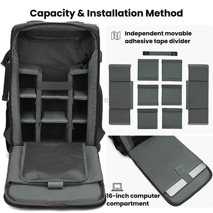 AK818 Waterproof Anti-Theft Dual-Shoulder Camera Bag Large-Capacity Photography Backpack(Green)