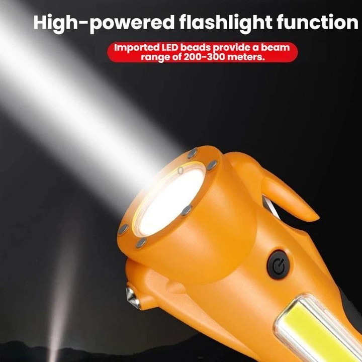 Multifunctional Emergency High-Intensity Magnetic COB Work Light with Car Safety Hammer(Orange)