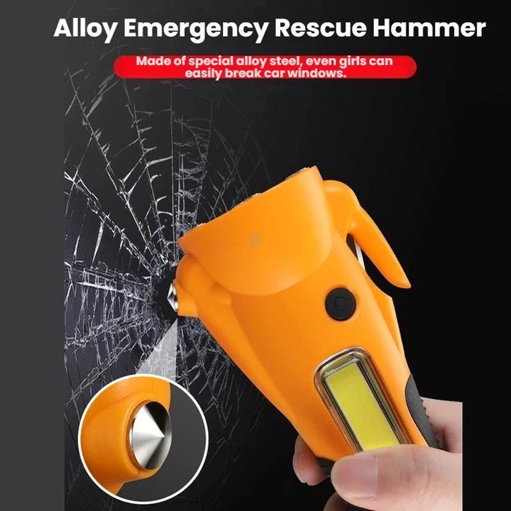 Multifunctional Emergency High-Intensity Magnetic COB Work Light with Car Safety Hammer(Orange)
