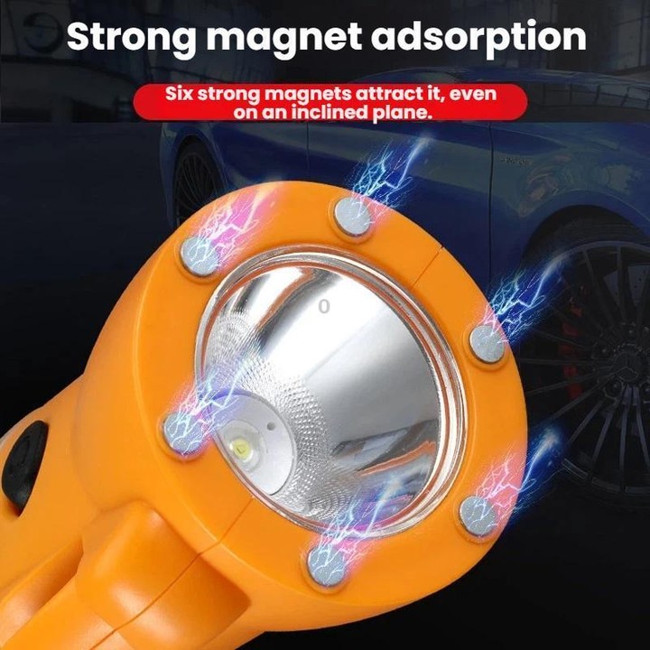 Multifunctional Emergency High-Intensity Magnetic COB Work Light with Car Safety Hammer(Orange)