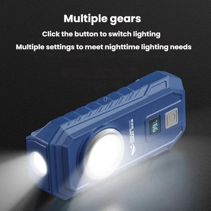 SMILING SHARK GZ-5126-S Digital Display Magnetic Flashlight With Hook Outdoor High-Brightness Work Light(Blue)