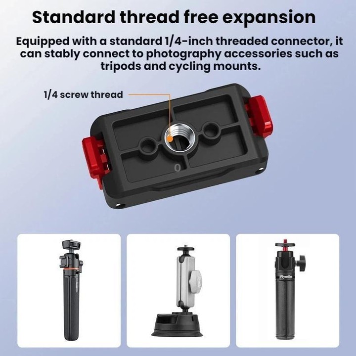 For DJI Osmo Action 3 / 4 / 5 Pro Flymile Magnetic Quick-Release Expansion Adapter Base(Black)