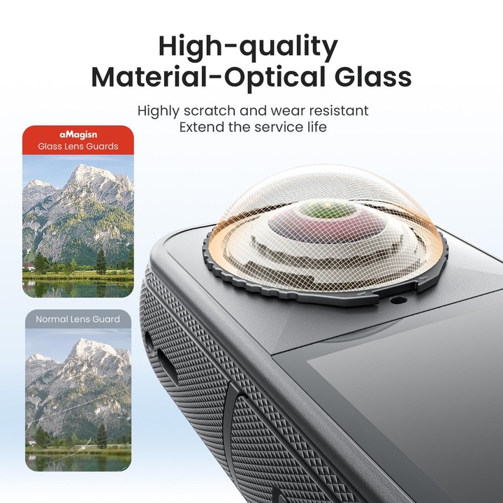 For Insta360 X4 Air AMagisn Standard Lens Guards Snap-On Protective Glass Lens Protector Replacement Accessory(Clear)