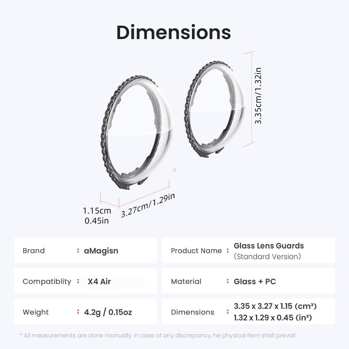 For Insta360 X4 Air AMagisn Standard Lens Guards Snap-On Protective Glass Lens Protector Replacement Accessory(Clear)
