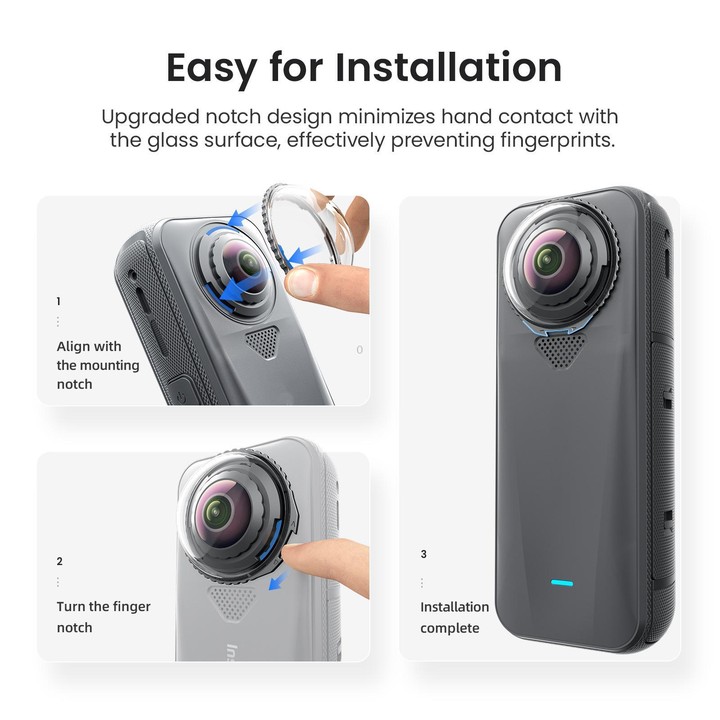 For Insta360 X4 Air AMagisn Standard Lens Guards Snap-On Protective Glass Lens Protector Replacement Accessory(Clear)
