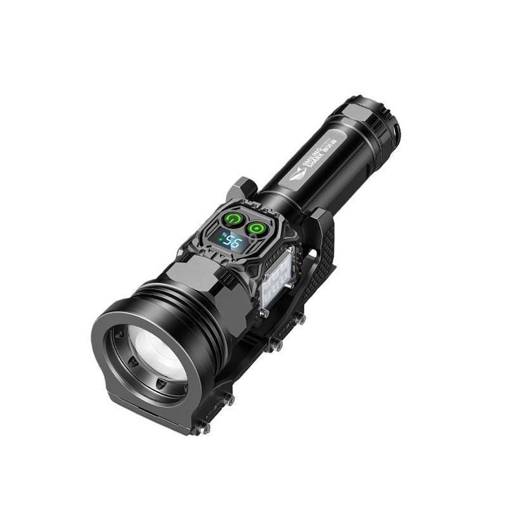 SMILING SHARK High-Brightness Flashlight With Power Display Outdoor Long-Range Spotlight, Spec: Rainbow Side Light
