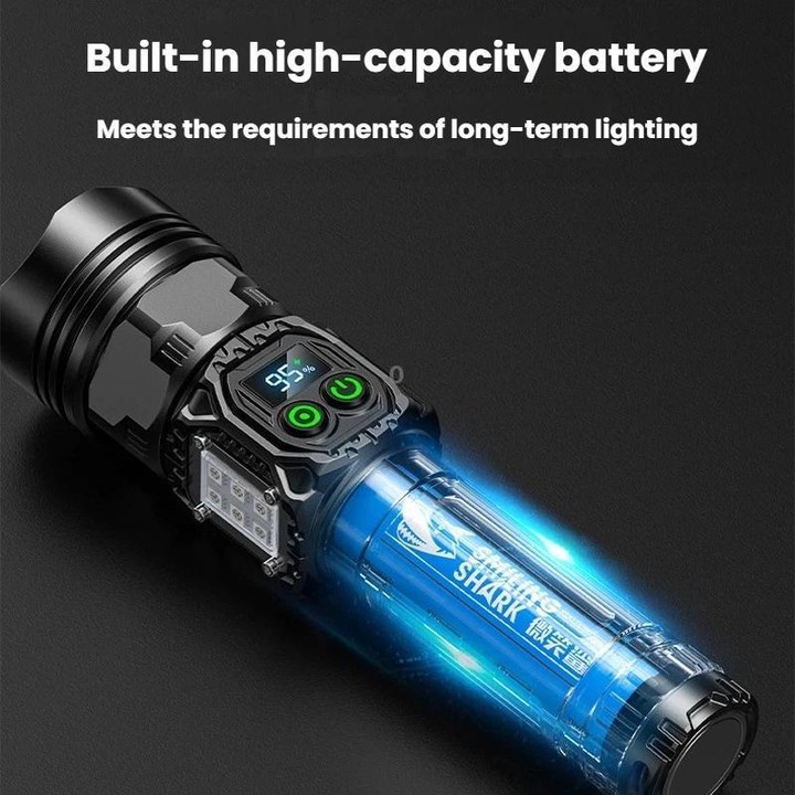 SMILING SHARK High-Brightness Flashlight With Power Display Outdoor Long-Range Spotlight, Spec: COB Side Light