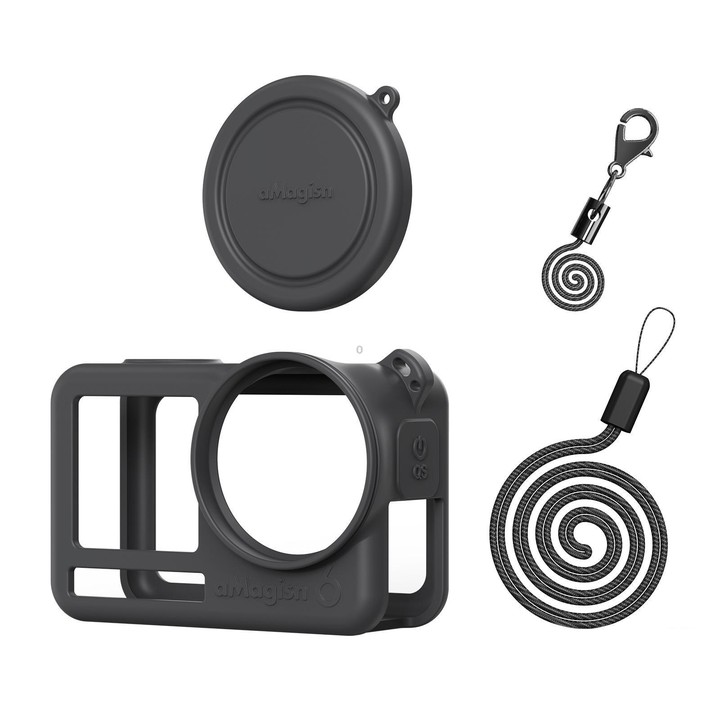For DJI Osmo Action 6 aMagisn Silicone Case With Lens Cap Anti-Scratch Protective Cover(Black)