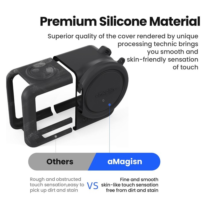 For DJI Osmo Action 6 aMagisn Silicone Case With Lens Cap Anti-Scratch Protective Cover(Black)