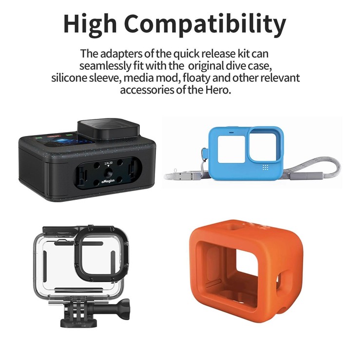 aMagisn Metal Magnetic Quick Release Kit For GoPro HERO12 Black /11 Black /11 Black mini /10 Black /9 Black /8 Black / Max(Black