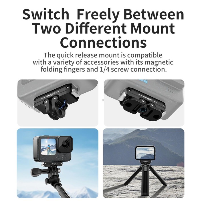 aMagisn Metal Magnetic Quick Release Kit For GoPro HERO12 Black /11 Black /11 Black mini /10 Black /9 Black /8 Black / Max(Black