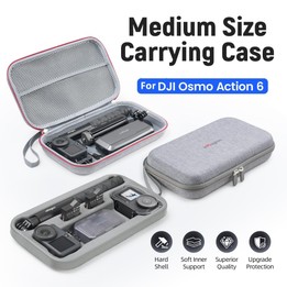 For DJI Osmo Action 6 aMagisn Medium Hard Shell Carrying Case with Removable Foam Insert(Gray)
