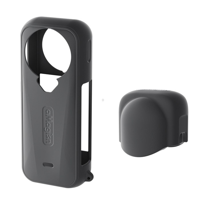 For Insta360 X4 Air Camera aMagisn Silicone Case & Lens Cap Black
