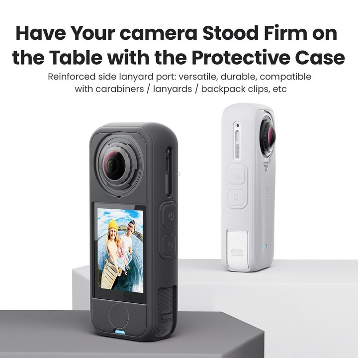 For Insta360 X4 Air Camera aMagisn Silicone Case & Lens Cap Black