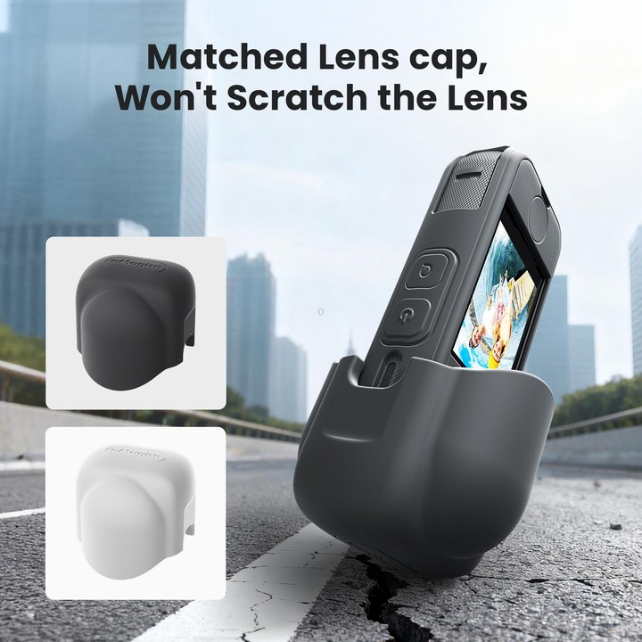 For Insta360 X4 Air Camera aMagisn Silicone Case & Lens Cap Gray