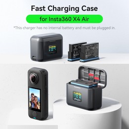 For Insta360 X4 Air Battery aMagisn 36W Fast Charging Case with Color Display & Built-in USB-C Cable(Black)