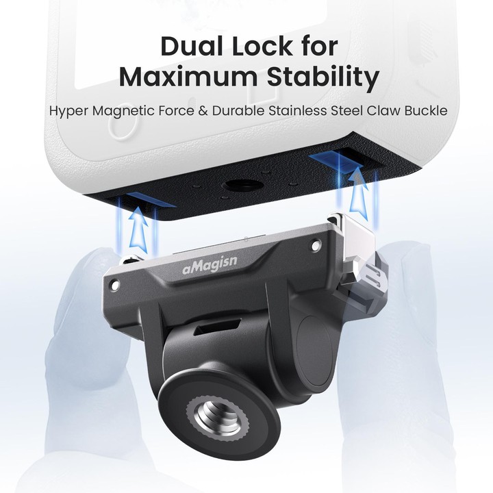 AMagisn Adjustable Quick Release Adapter For DJI Osmo 360/Action 5 Pro/4/3 - 4-Level Fast Perspective Switch(Black)