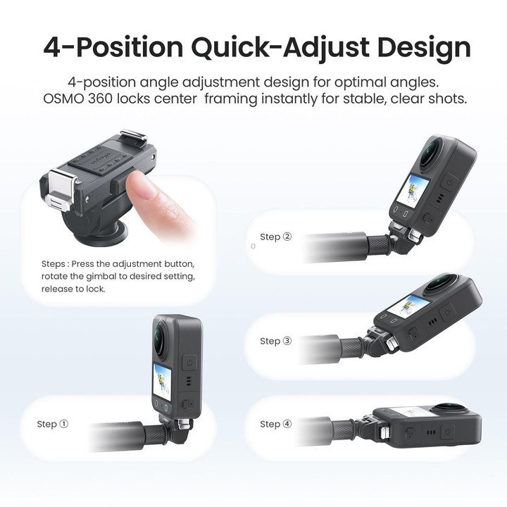 AMagisn Adjustable Quick Release Adapter For DJI Osmo 360/Action 5 Pro/4/3 - 4-Level Fast Perspective Switch(Black)