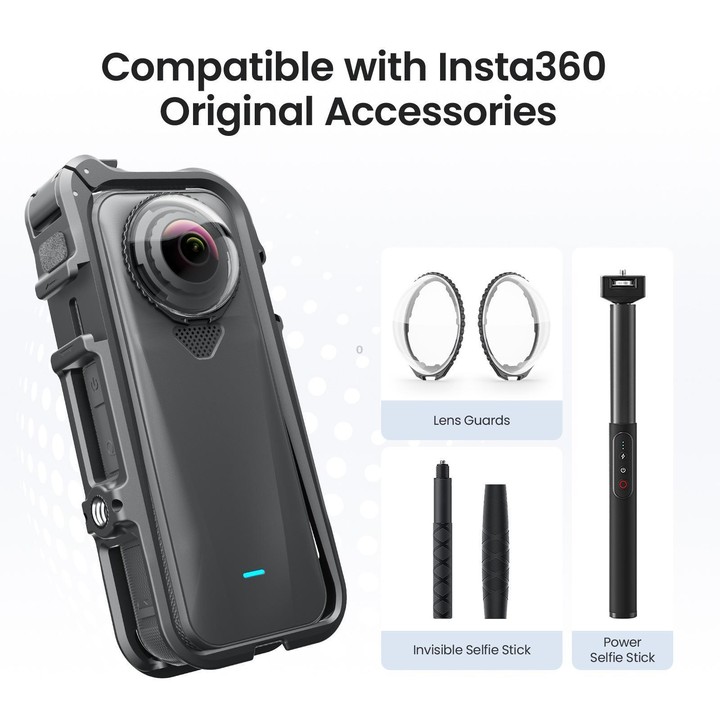 For Insta360 X4 Air AMagisn Camera Cage Plastic Expansion Frame With Windproof Foam(Black)