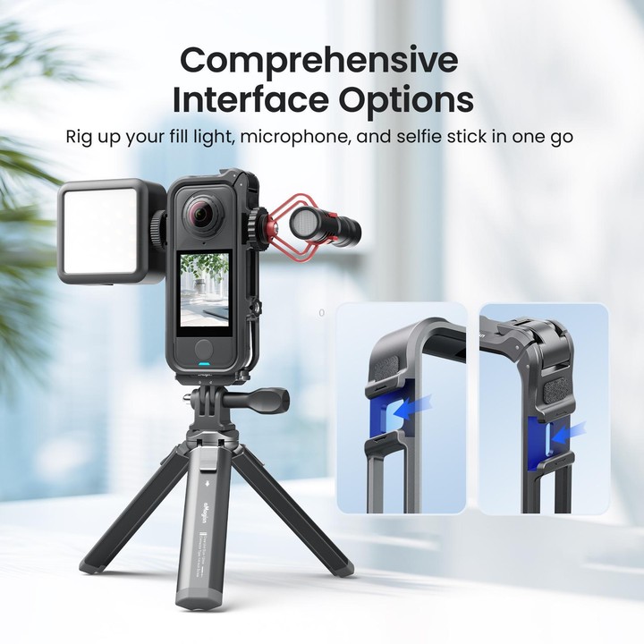 For Insta360 X4 Air AMagisn Camera Cage Plastic Expansion Frame With Windproof Foam(Gray White)