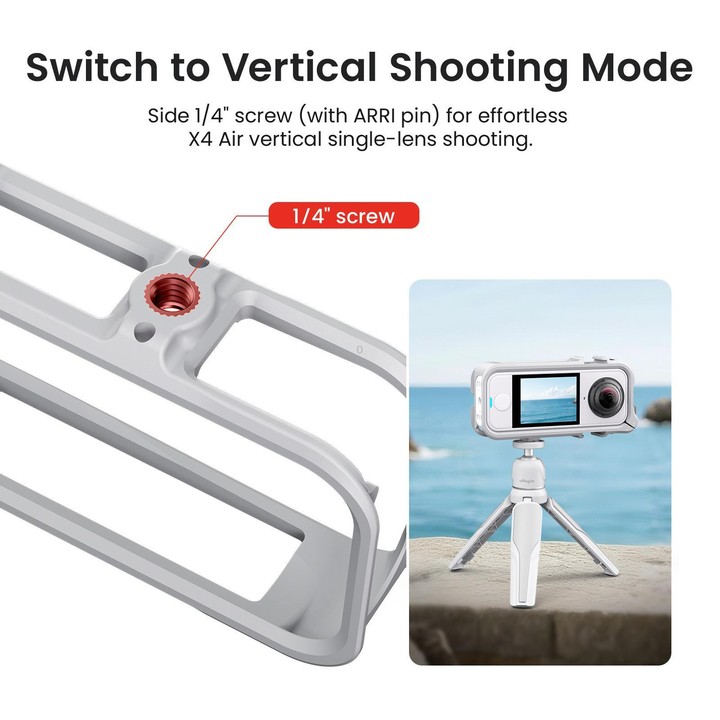 For Insta360 X4 Air AMagisn Camera Cage Plastic Expansion Frame With Windproof Foam(Gray White)