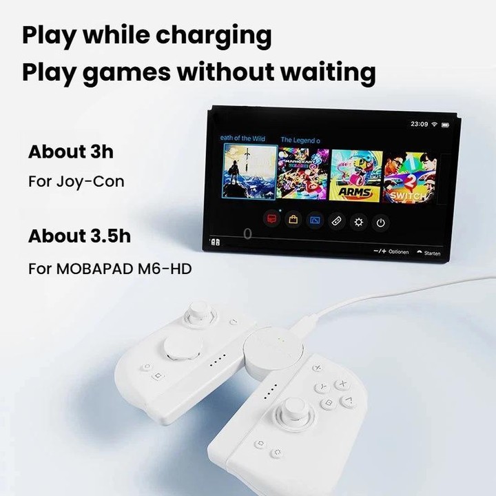 For M6-HD / Switch MOBAPAD SA1 Left & Right Controller Charging Grip(White)