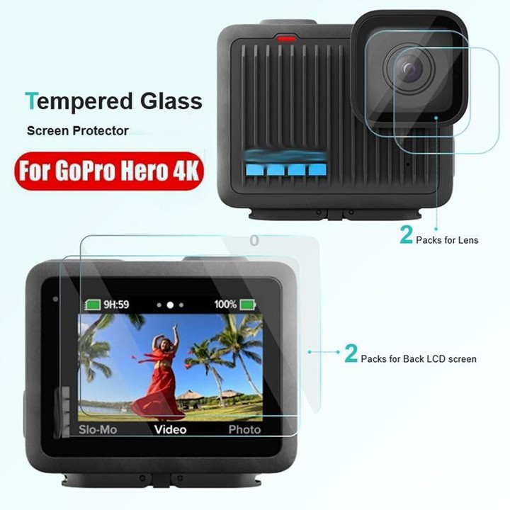 For GoPro HERO 4K 2024 Tempered Glass Screen Protector Anti-Scratch Lens Cover 2 Sets
