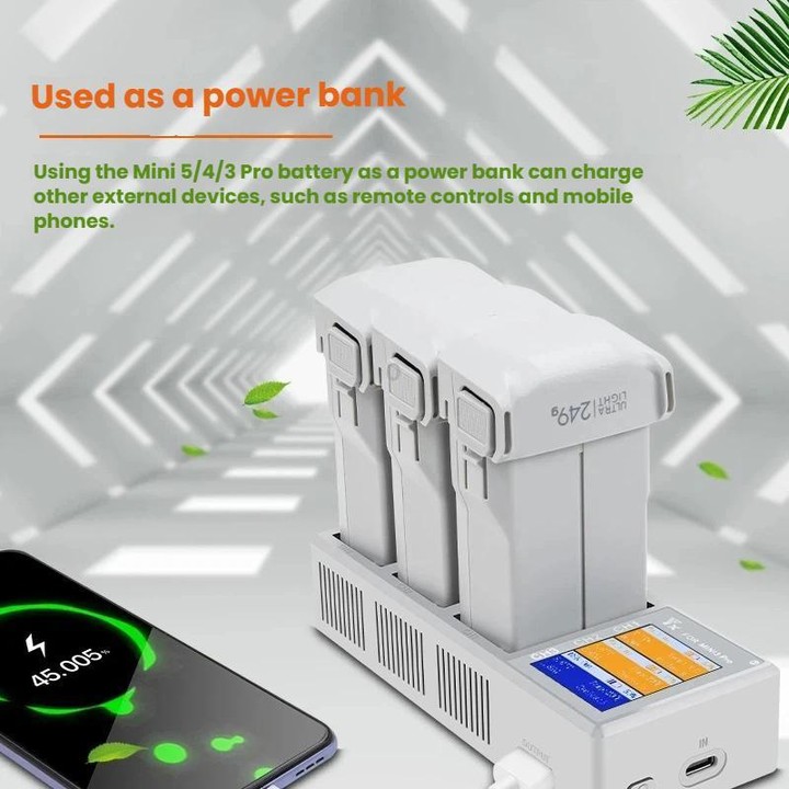 YX 100W 3-Bay LCD Charging Hub for DJI Mini 5 Pro/4/3 With Color Screen Fast Charger Station(Gray)