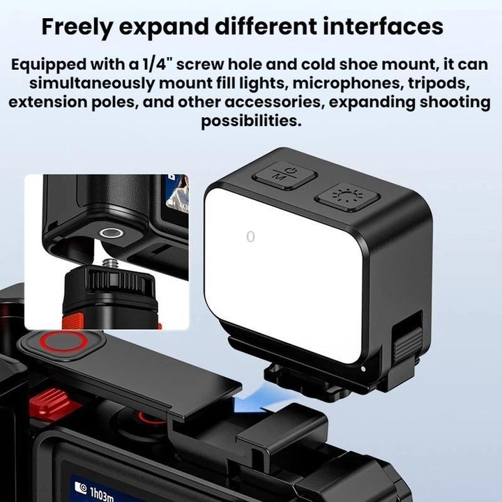 Flymile For DJI Osmo Action 5 Pro / 4 / 3 Camera Cage Handle With Magnetic Quick-Release Base(With Quick Release)
