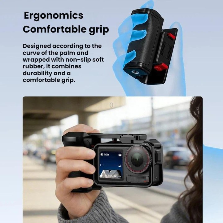 Flymile For DJI Osmo Action 5 Pro / 4 / 3 Camera Cage Handle With Magnetic Quick-Release Base(With Quick Release)