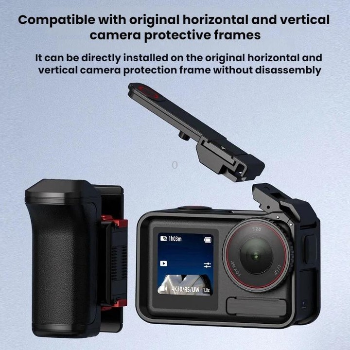 Flymile For DJI Osmo Action 5 Pro / 4 / 3 Camera Cage Handle With Magnetic Quick-Release Base(With Quick Release)