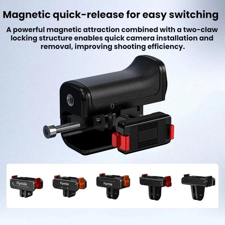 Flymile For DJI Osmo Action 5 Pro / 4 / 3 Camera Cage Handle With Magnetic Quick-Release Base(With Quick Release)