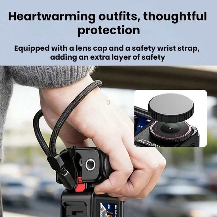 Flymile For DJI Osmo Action 5 Pro / 4 / 3 Camera Cage Handle With Magnetic Quick-Release Base(With Quick Release)