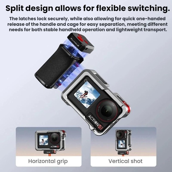 Flymile For DJI Magnetic Quick-Release Action Camera Street Shooting Handle(For Osmo Action 3 / 4 / 5 Pro)