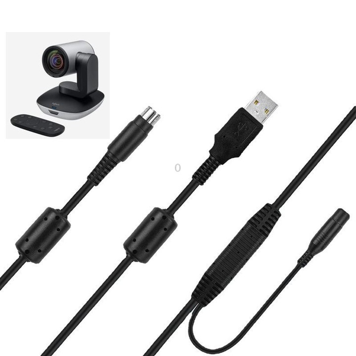 Replacement 2-in-1 Power and Data Cable for Logitech CC2900e, CC3500e, PTZ Pro Cameras, Cable Length 3m