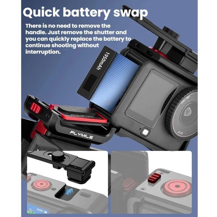 For DJI Osmo Action 6 Flymile Magnetic Quick-Release Base Handheld Shooting Sports Camera Accessory(Black)